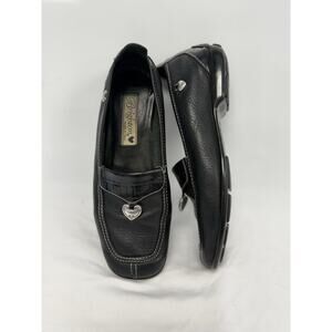 Brighton Ursa Black Leather Driver Loafers Shoes Size 6.5